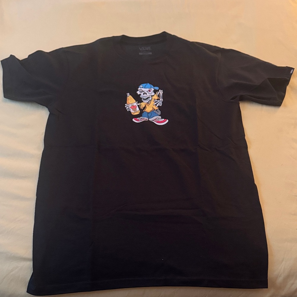 Vans Black T-Shirt with Skull and Bottle Graphic